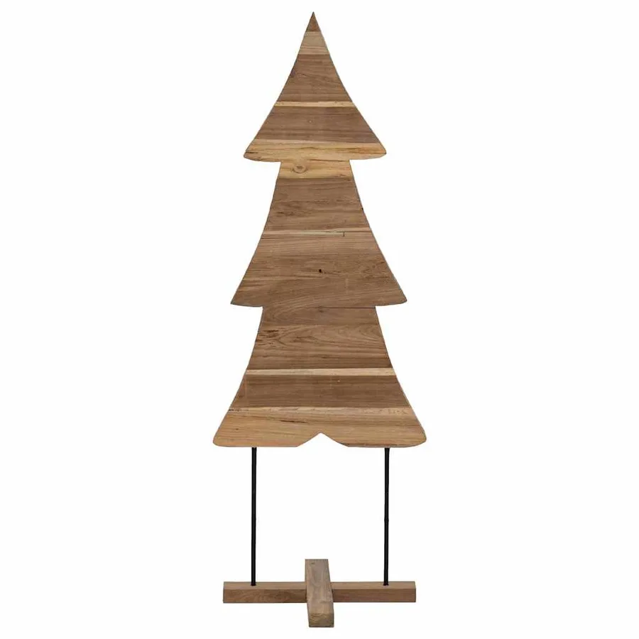 Sapin de Noël avec support Marron 90 cm Bois de teck solide - 5