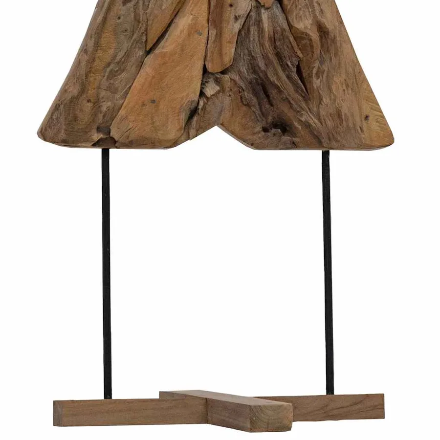 Sapin de Noël avec support Marron 90 cm Bois de teck solide - 7