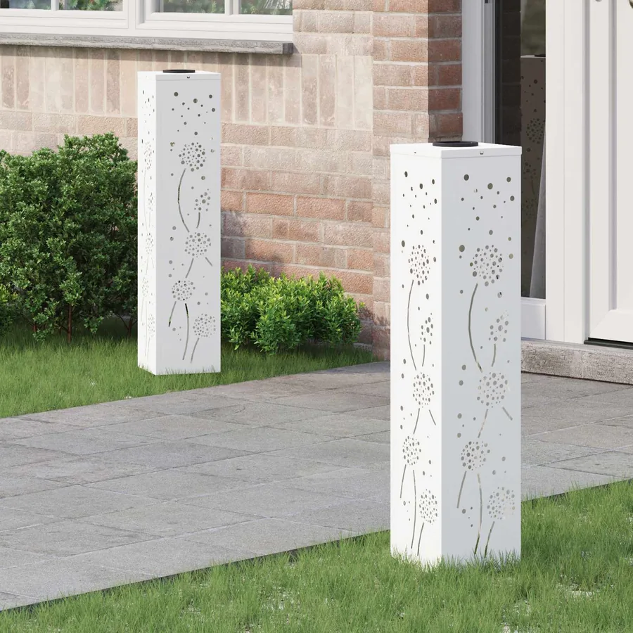 Lumière de chemin LED solaire 2 pcs Blanc chaud 18 x 18 x 80 cm