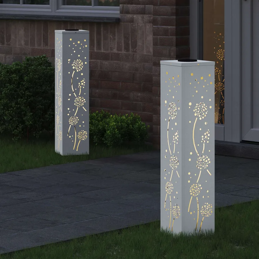 Lumière de chemin LED solaire 2 pcs Blanc chaud 18 x 18 x 80 cm - 3