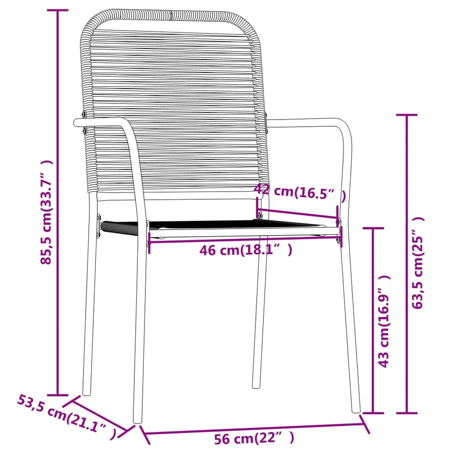 Ensemble à manger de jardin 5 pcs Noir - 7