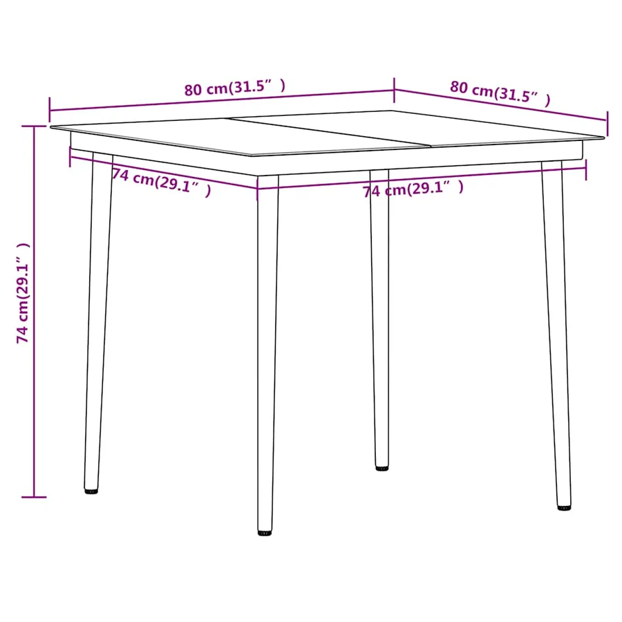 Ensemble à manger de jardin 5 pcs Noir - 8