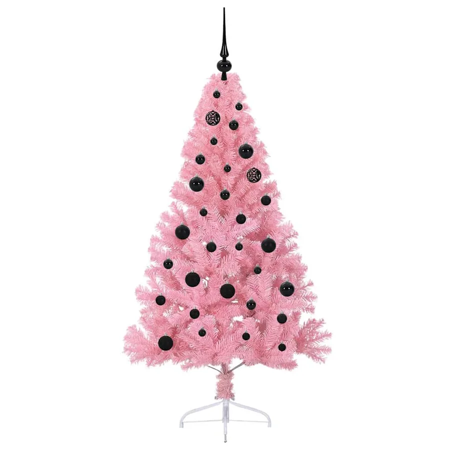 Sapin de Noël artificiel pré-éclairé Rose 150 cm PVC - 4