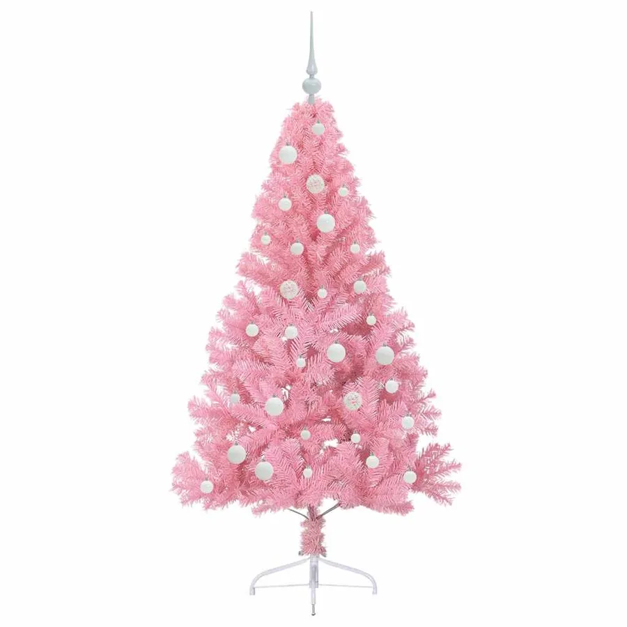 Sapin de Noël artificiel pré-éclairé Rose 150 cm PVC - 4