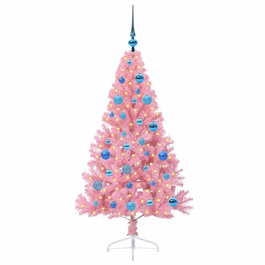 Sapin de Noël artificiel pré-éclairé Rose 150 cm PVC - 3