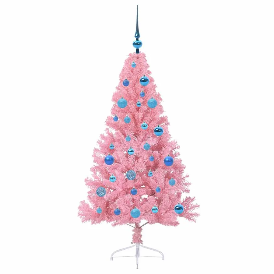 Sapin de Noël artificiel pré-éclairé Rose 150 cm PVC - 4