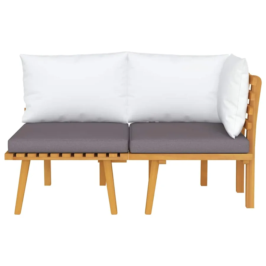 Salon de jardin 2 pcs avec coussins Bois d'acacia solide - 4