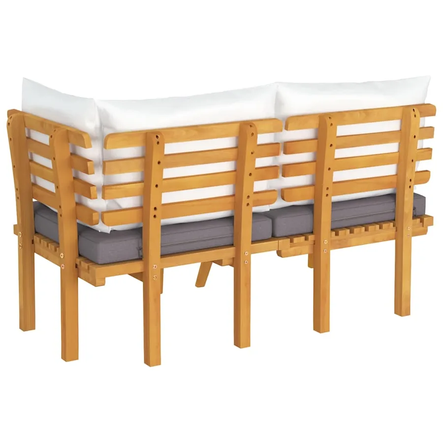 Salon de jardin 2 pcs avec coussins Bois d'acacia solide - 6