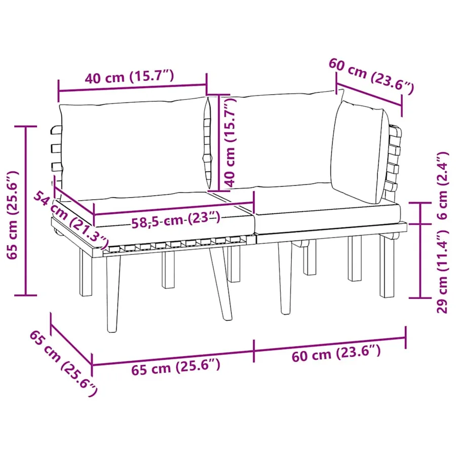 Salon de jardin 2 pcs avec coussins Bois d'acacia solide - 8