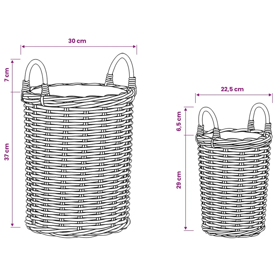 Panier de Plante avec stockage 2 pc Gris naturel Rattan Kubu - 9
