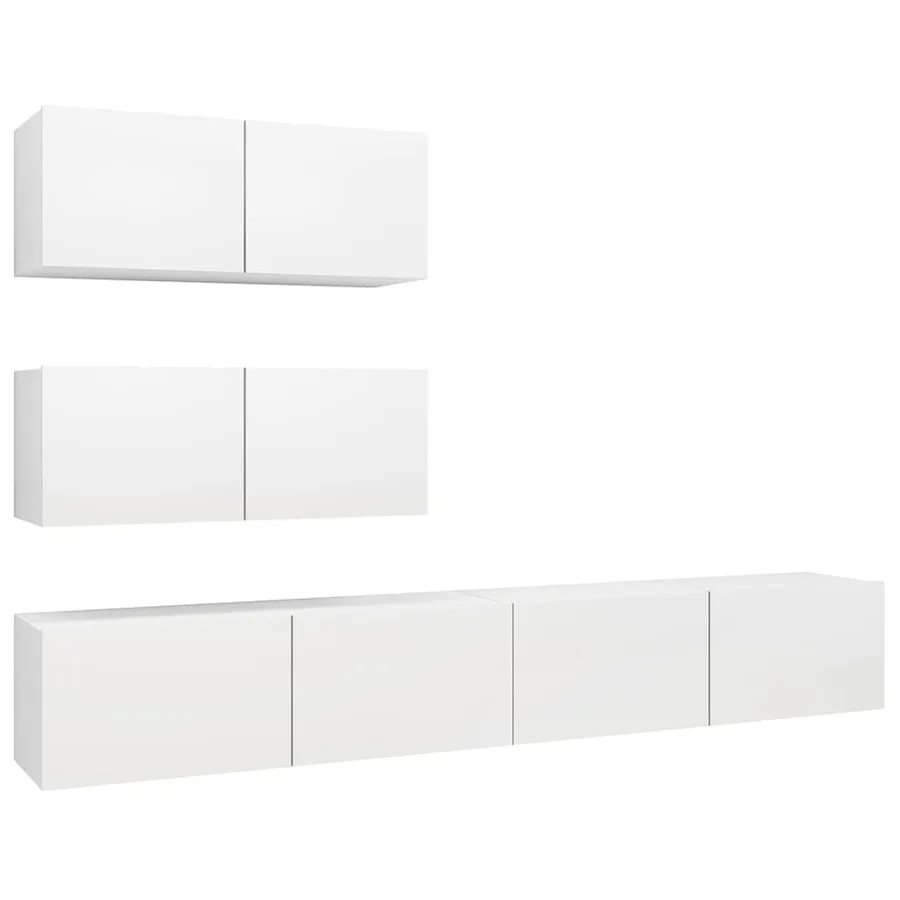 Ensemble de meubles TV 4 pcs Blanc Bois d'ingénierie - 2