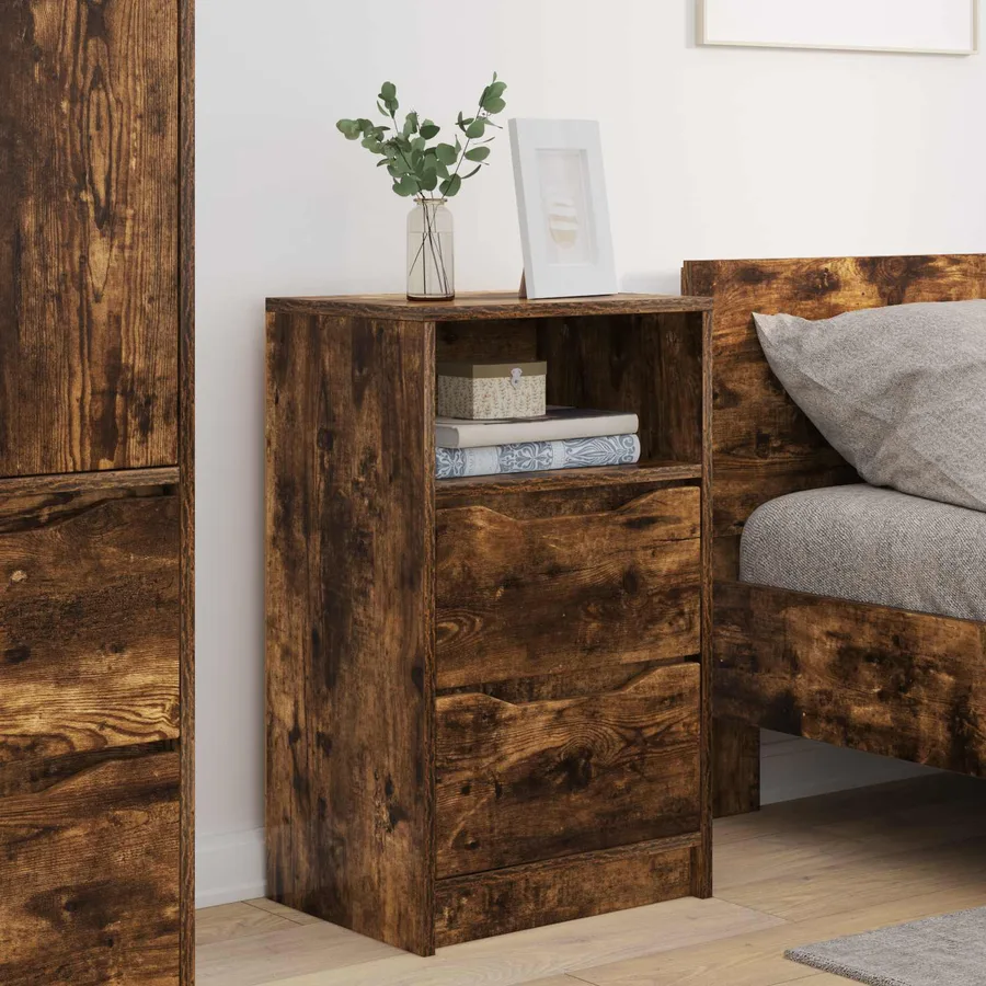 Tables de chevet avec tiroir 2 pcs Chêne fumé 40 x 30 x 467 cm - 4