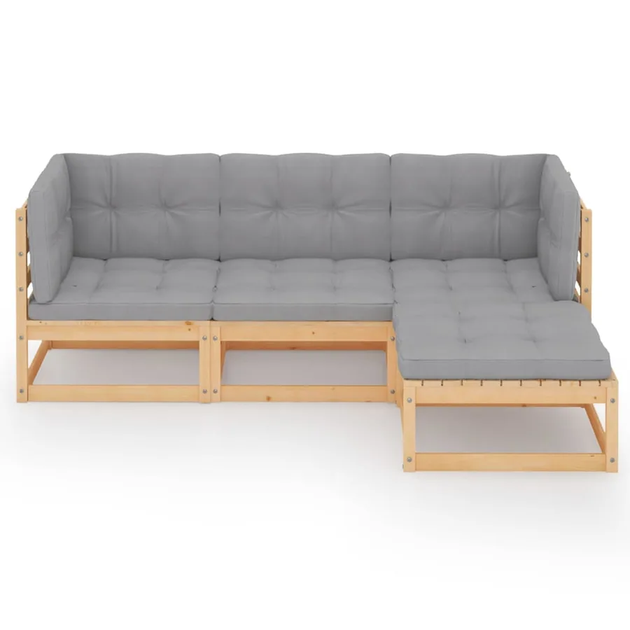Salon de jardin 4 pcs avec coussins Bois de pin massif - 3