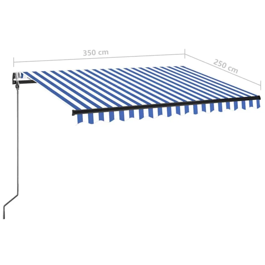 Auvent automatique capteur de vent/LED 350x250 cm Bleu et blanc - 10