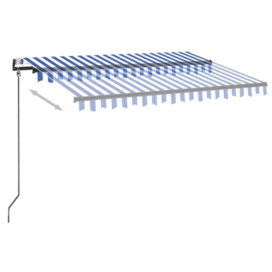 Auvent automatique capteur de vent/LED 350x250 cm Bleu et blanc - 3