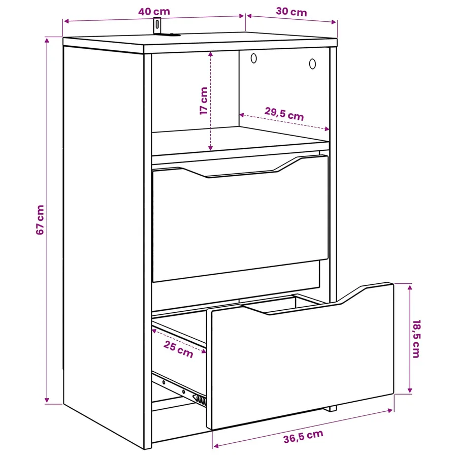 Tables de chevet 2 pc Chêne artisanal 40 x 30 x 467 cm - 13
