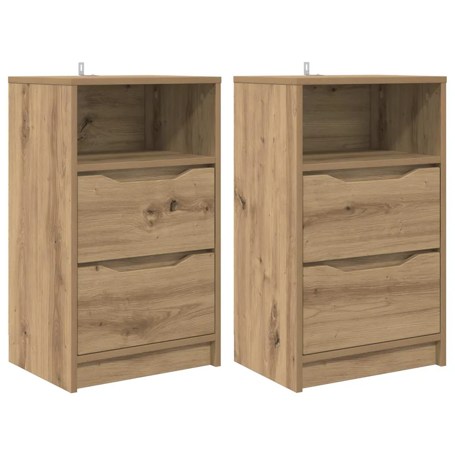 Tables de chevet 2 pc Chêne artisanal 40 x 30 x 467 cm - 2