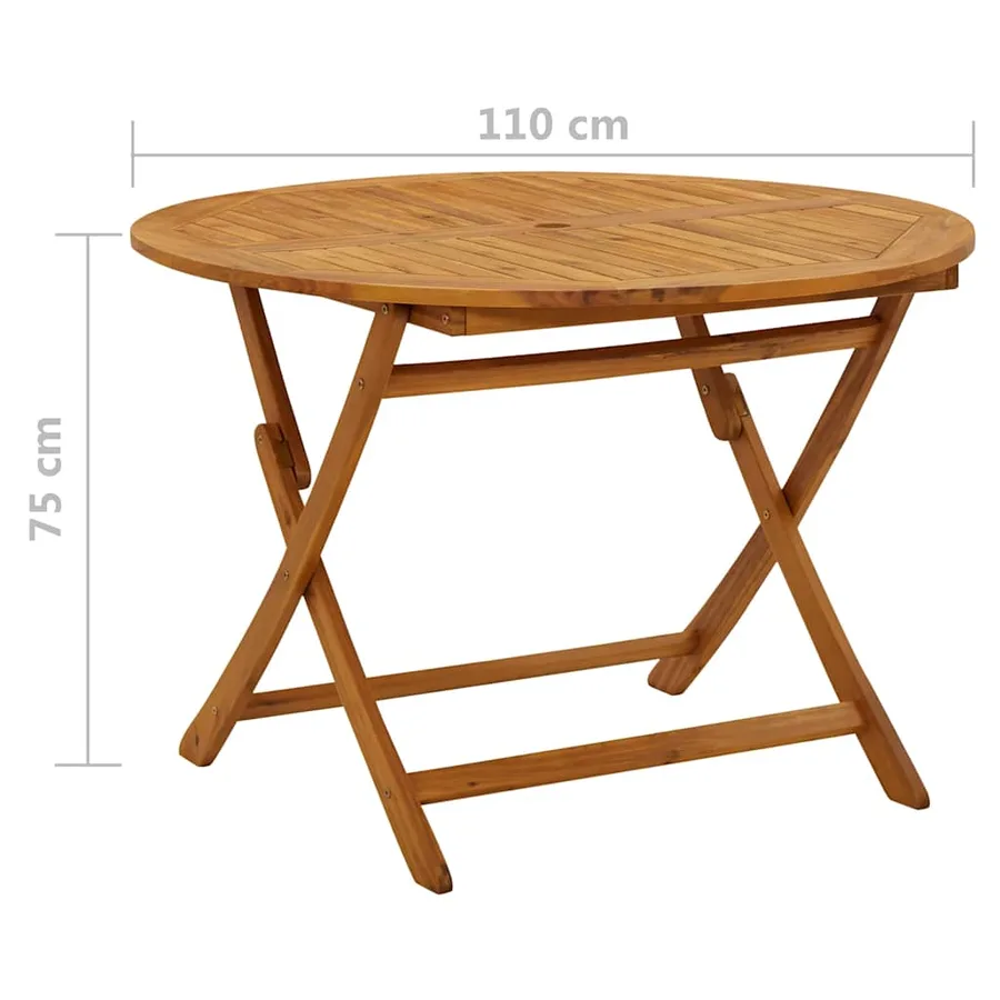 Table pliable de jardin 110 cm Bois d'acacia massif - 10