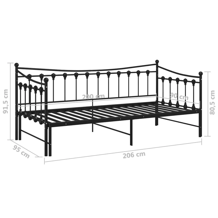 Cadre de canapé-lit extensible sans matelas Noir Métal 90x200cm - 13
