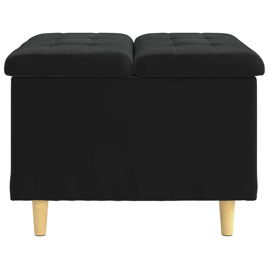 Pouf de rangement avec coussin Noir 60 x 60 x 45 cm Velours - 5