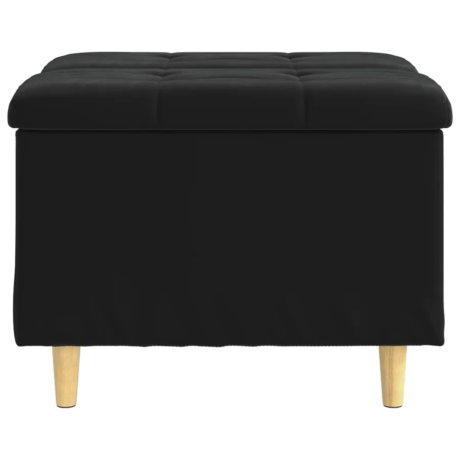 Pouf de rangement avec coussin Noir 60 x 60 x 45 cm Velours - 6