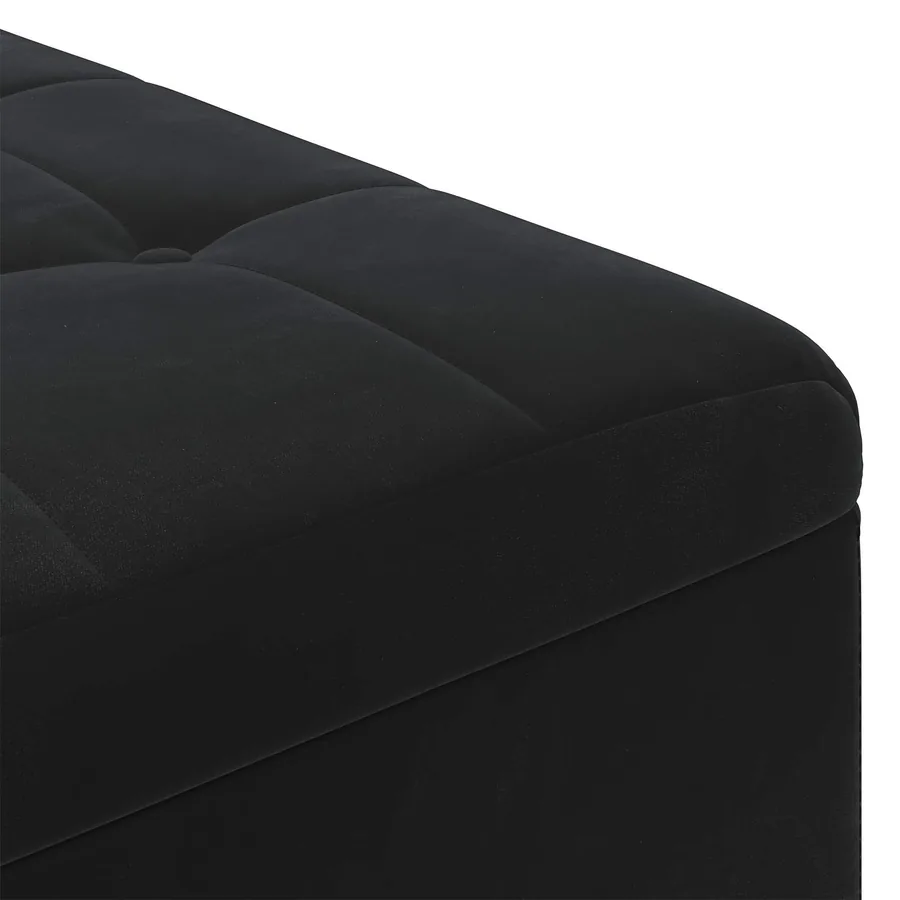 Pouf de rangement avec coussin Noir 60 x 60 x 45 cm Velours - 7