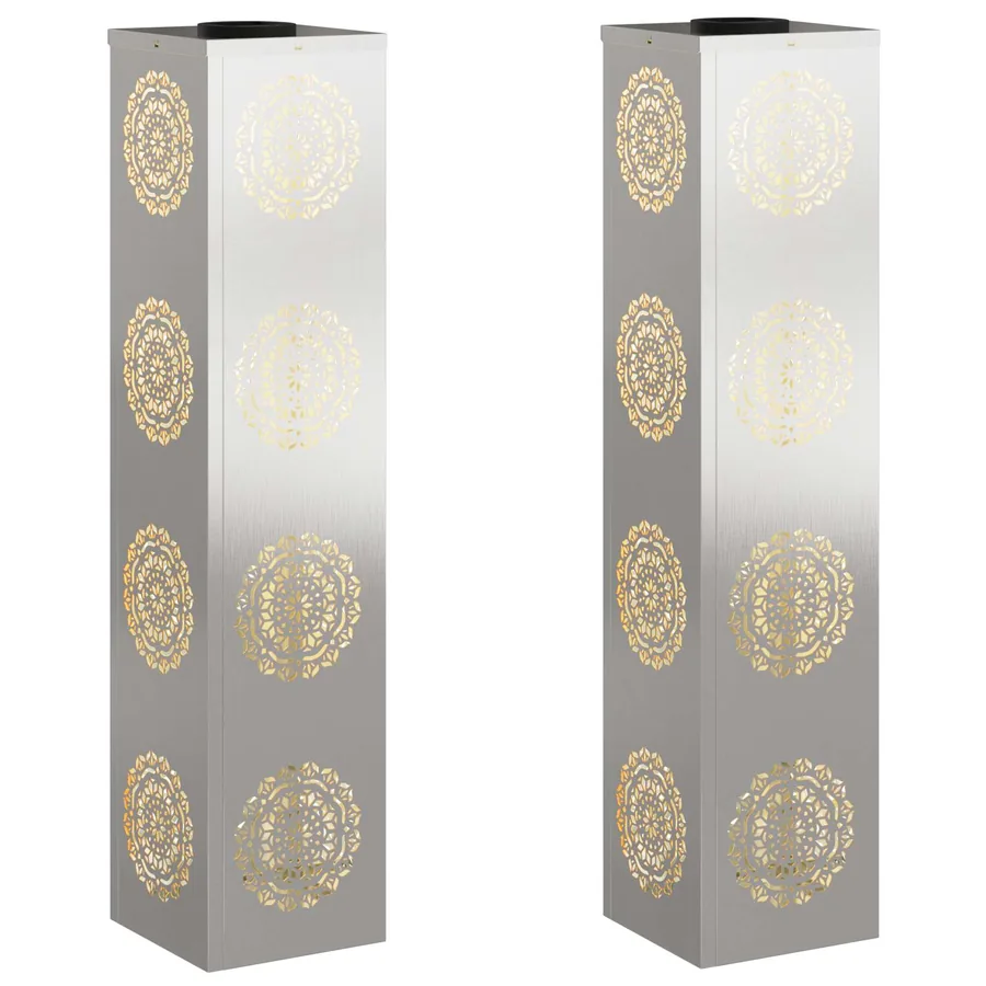 Lumière de chemin LED solaire 2 pcs Blanc chaud 18 x 18 x 80 cm - 2