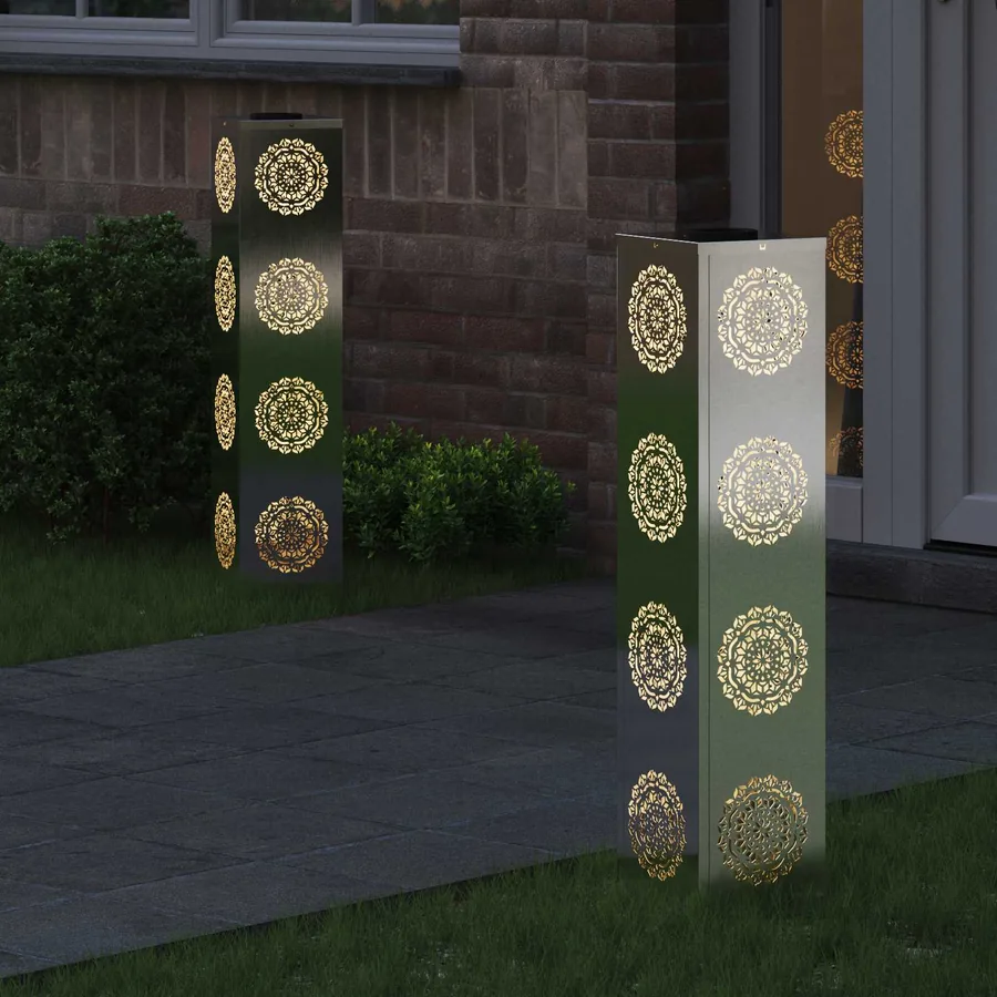 Lumière de chemin LED solaire 2 pcs Blanc chaud 18 x 18 x 80 cm - 3