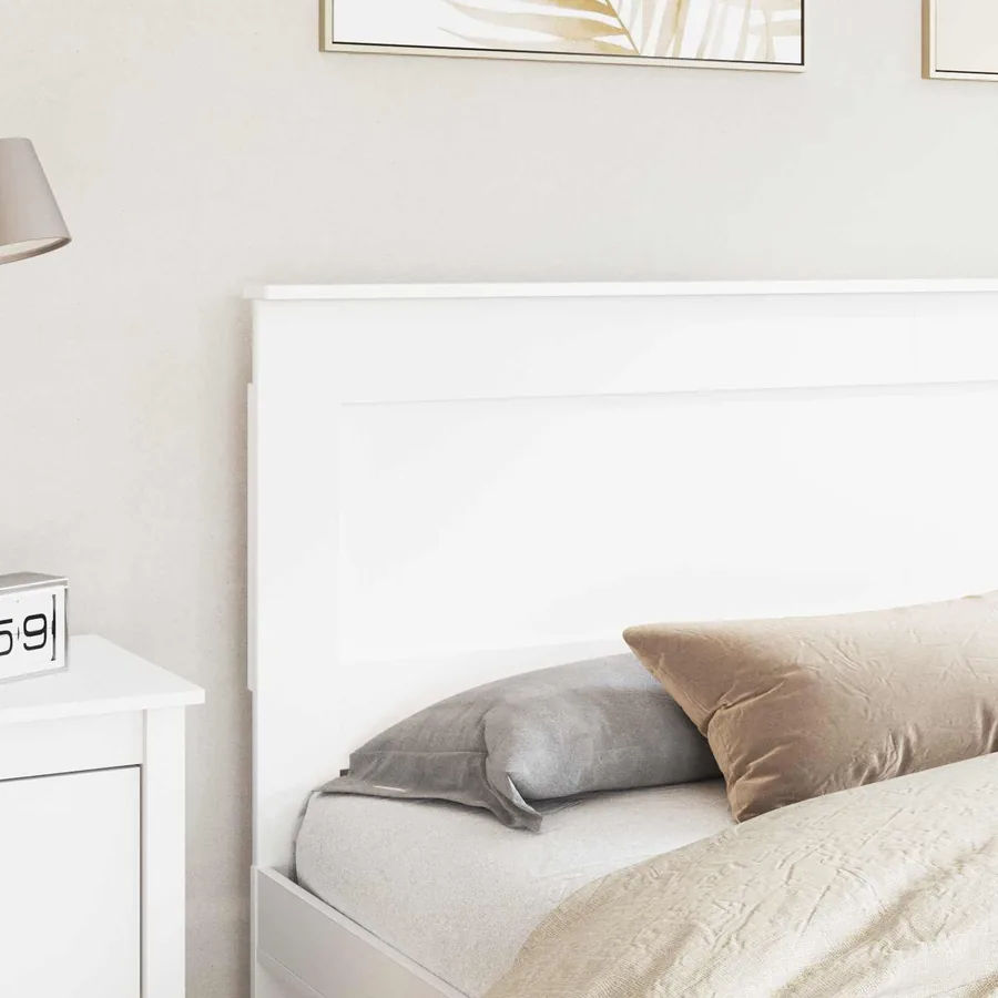 Tête de lit avec tête de lit Blanc 200 cm Bois d'ingénierie - 3