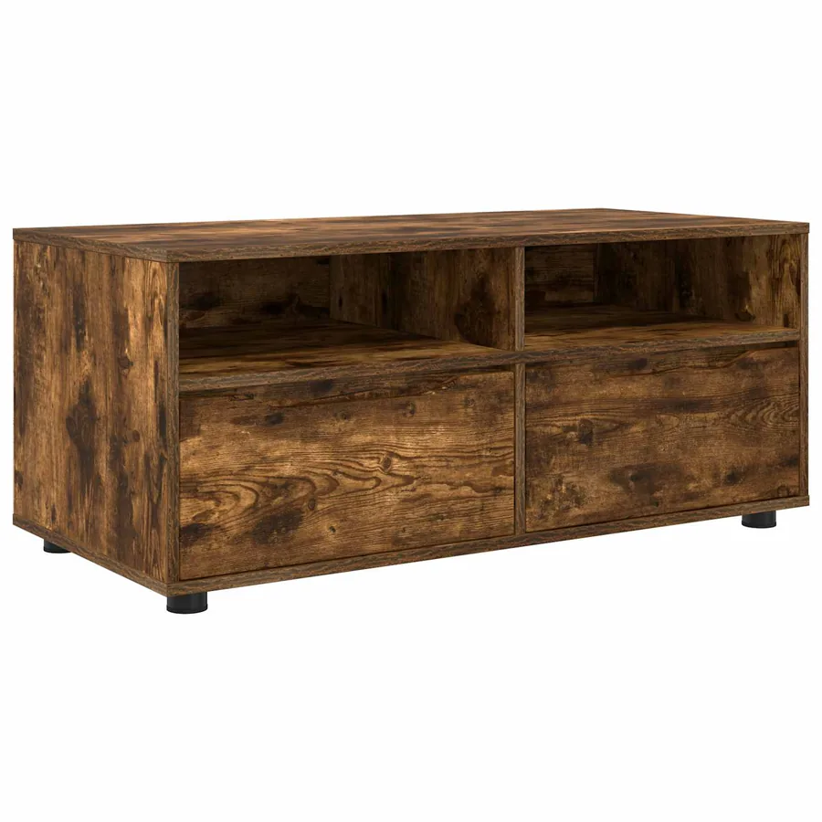 Meuble TV Chêne fumé 100 x 48 x 43 cm Bois d'ingénierie - 2