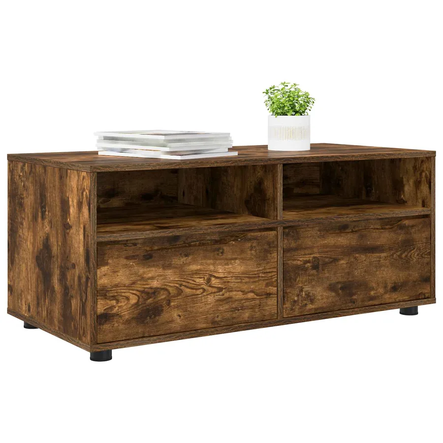 Meuble TV Chêne fumé 100 x 48 x 43 cm Bois d'ingénierie - 3