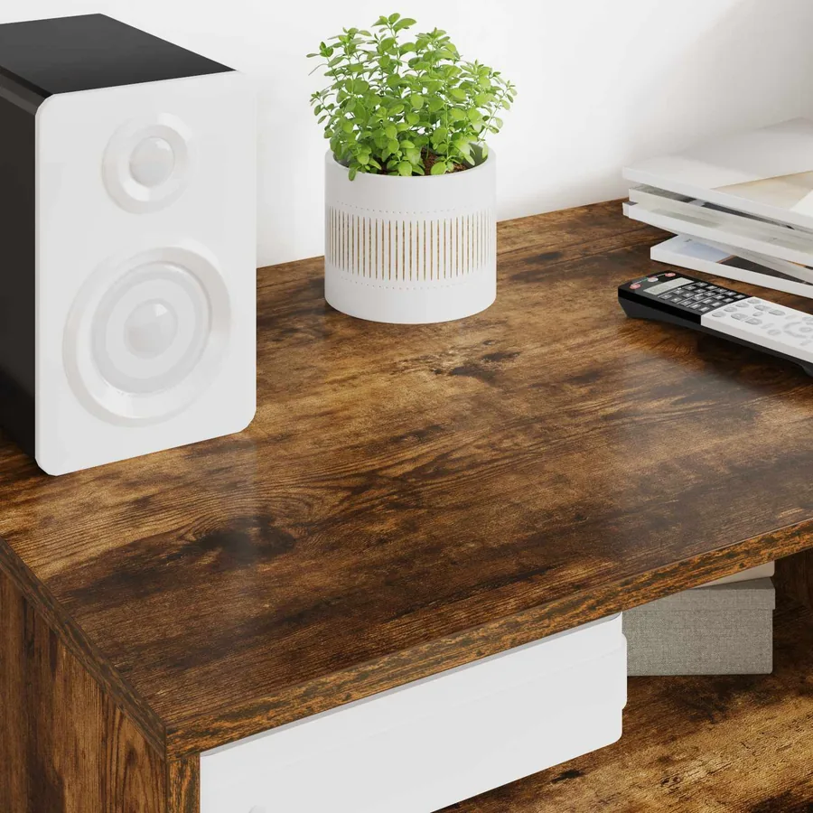 Meuble TV Chêne fumé 100 x 48 x 43 cm Bois d'ingénierie - 4