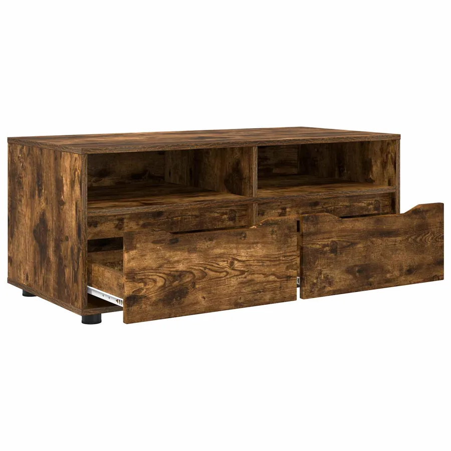 Meuble TV Chêne fumé 100 x 48 x 43 cm Bois d'ingénierie - 5
