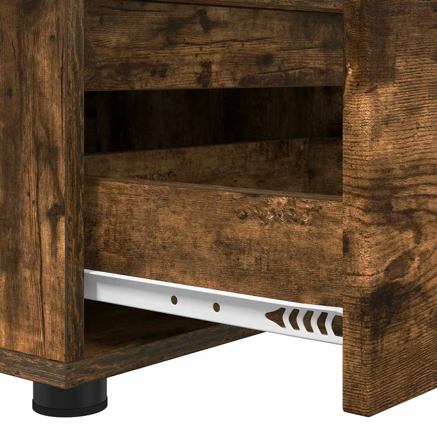 Meuble TV Chêne fumé 100 x 48 x 43 cm Bois d'ingénierie - 9
