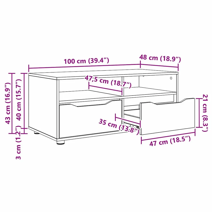 Meuble TV Gris béton 100 x 48 x 43 cm Bois d'ingénierie - 13