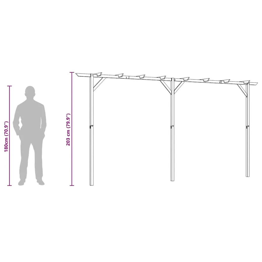 Pergola de jardin 410 x 40 x 203 cm Bois - 11