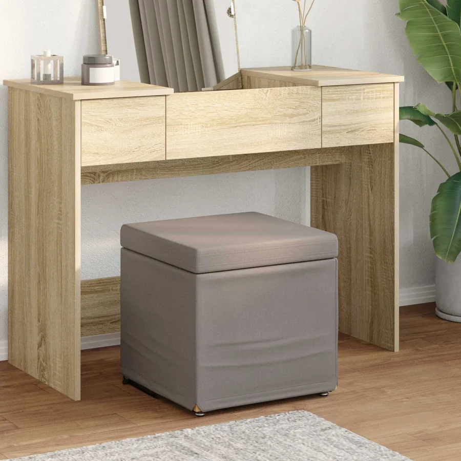 Tabouret Taupe 41 x 41 x 40 cm Tissu et bois stratifié