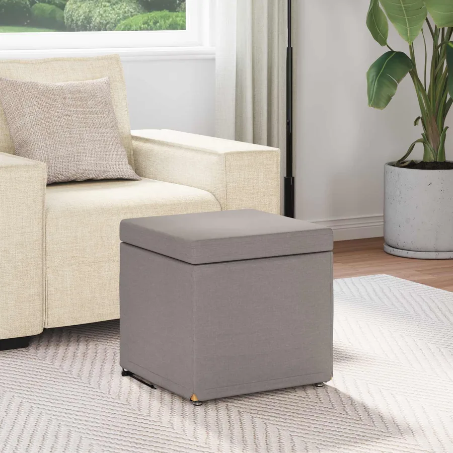 Tabouret Taupe 41 x 41 x 40 cm Tissu et bois stratifié - 3