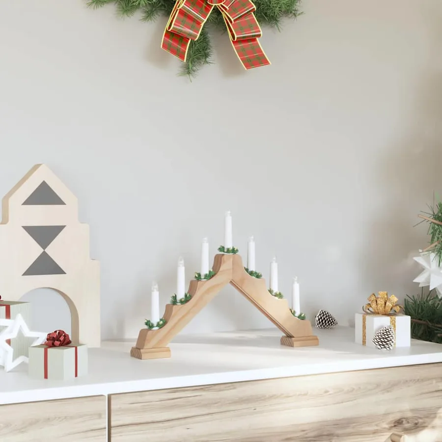 Pont de bougie de Noël Marron 39.5 x 5 x 29 cm Pin massif - 3