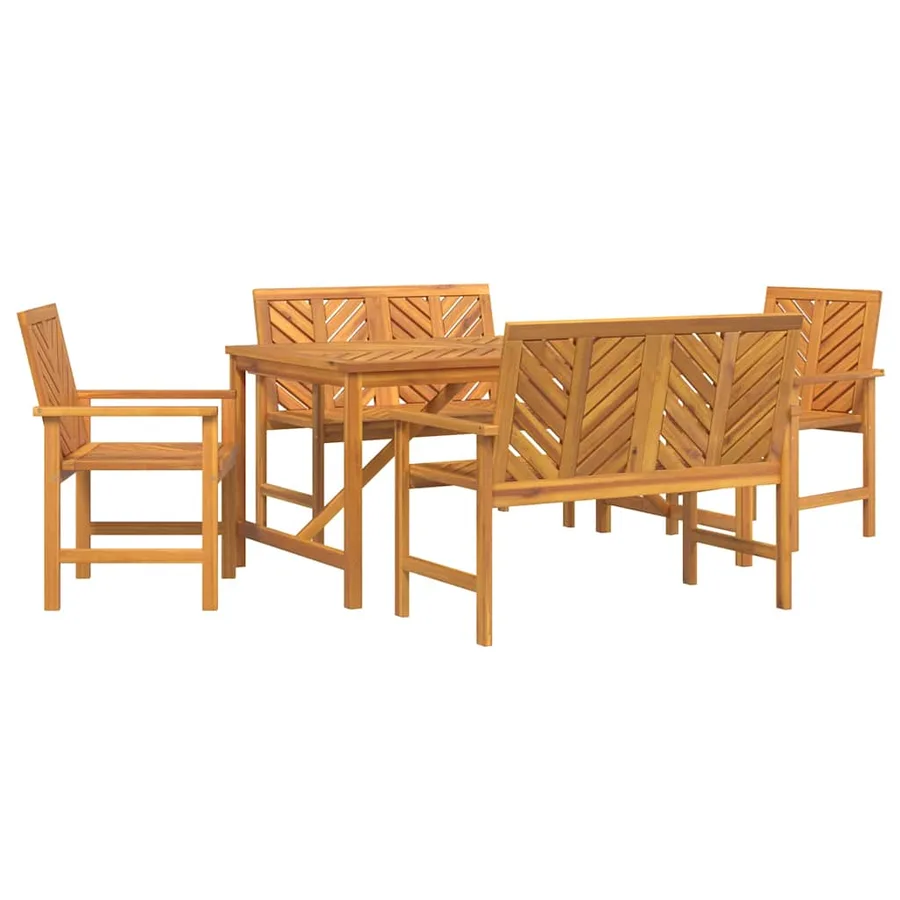 Ensemble de salle à manger pour jardin 5 pc Marron - 2