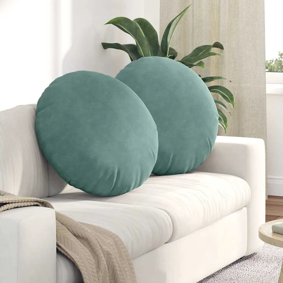 Coussins de siège 2 pcs Vert Mer Ø60 x 21 cm Velours