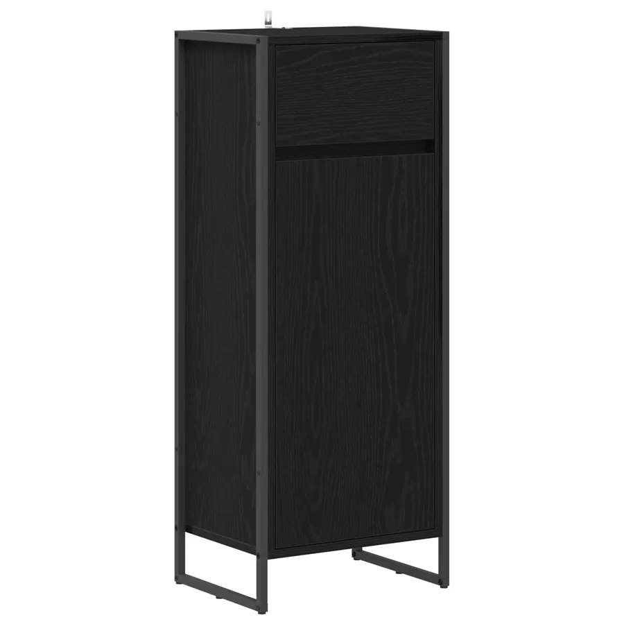 Cabinet de salle de bain avec porte Chêne noir 40 x 30 x 100 cm - 2