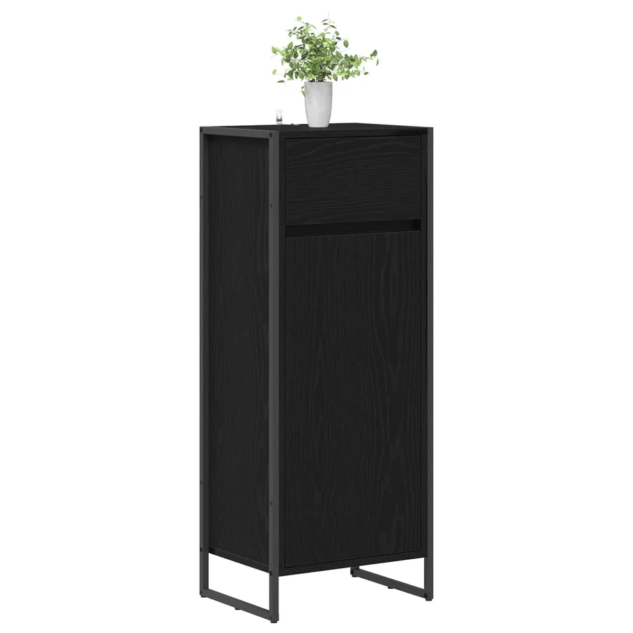 Cabinet de salle de bain avec porte Chêne noir 40 x 30 x 100 cm - 3