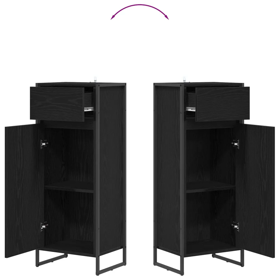 Cabinet de salle de bain avec porte Chêne noir 40 x 30 x 100 cm - 8
