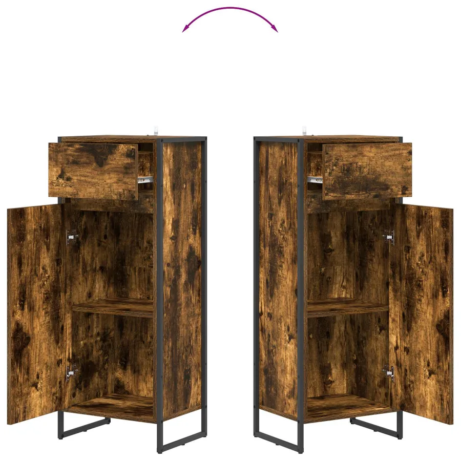 Cabinet de salle de bain avec porte Chêne Fumé 40 x 30 x 100 cm - 10