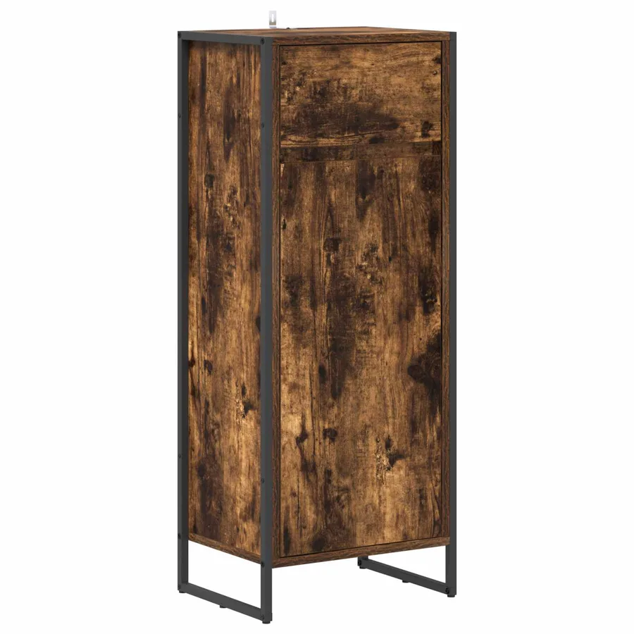 Cabinet de salle de bain avec porte Chêne Fumé 40 x 30 x 100 cm - 2