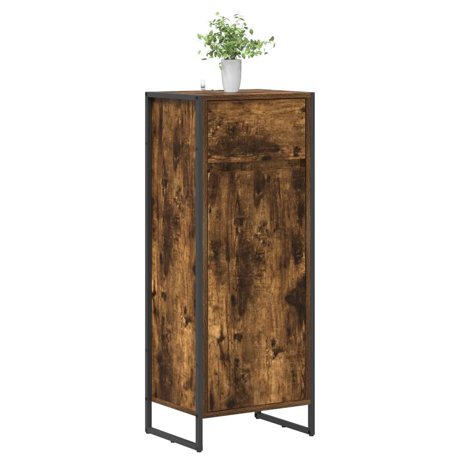 Cabinet de salle de bain avec porte Chêne Fumé 40 x 30 x 100 cm - 3