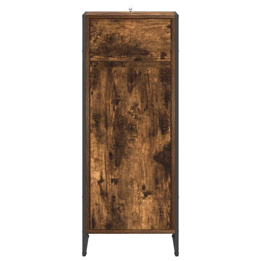 Cabinet de salle de bain avec porte Chêne Fumé 40 x 30 x 100 cm - 5