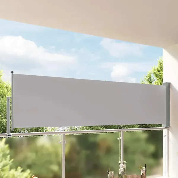 Auvent latéral rétractable de patio 100 x 300 cm Gris