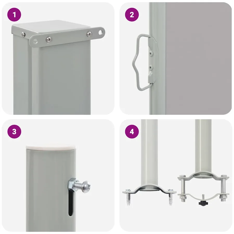 Auvent latéral rétractable de patio 100 x 300 cm Gris - 10